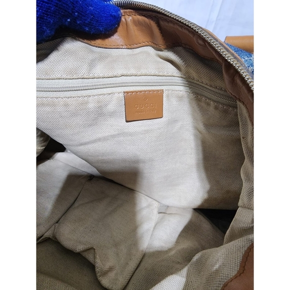 Gucci Denim GG and Leather Medium Sukey Top Handle Tote Bag Blue/Brown - Picture 16 of 16